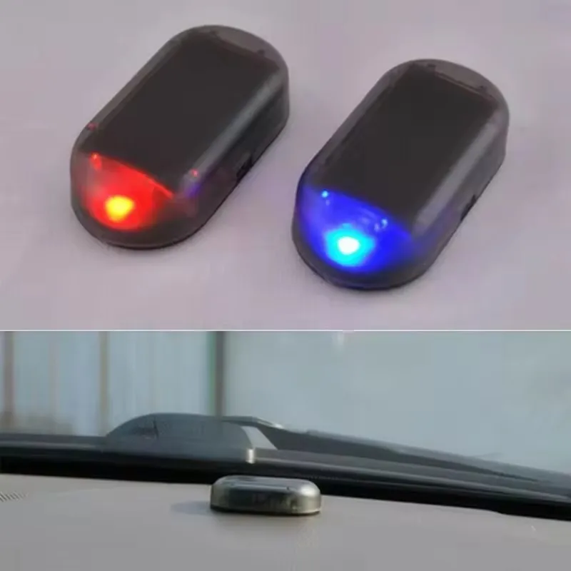 1/2Pcs Car Fake Security Light Solar Powered Simulated Dummy Alarm Wireless Warning Lamp LED Flashing Anti Theft Caution Lamp