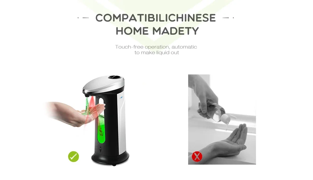 400ml Touchless Automatic Liquid Soap Dispenser for Kitchen Bathroom