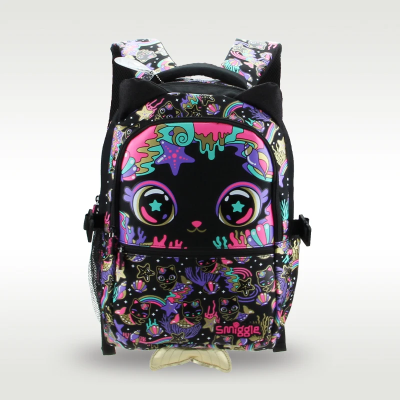 Австралийский оригинальный, Лидер продаж, детский школьный рюкзак Smiggle, женский милый высококачественный рюкзак с черной кошкой, 16 дюймов