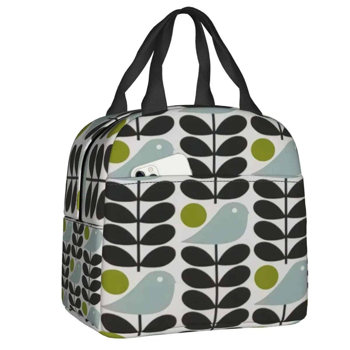 Custom Orla Kiely Scandinavian Multi-Stemmed Birds Flower Thermal Insulated Lunch Bag Women Resuable Lunch Tote Storage Food Box