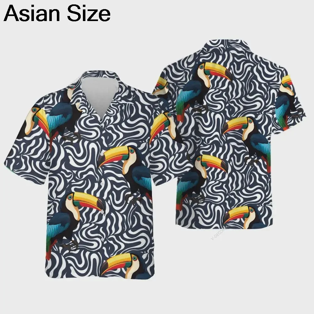 Tucano praia tropical camisa havaiana camisa de pássaro engraçado para homens e mulheres, bigfoot flamingo tropical aloha verão botão para baixo topos
