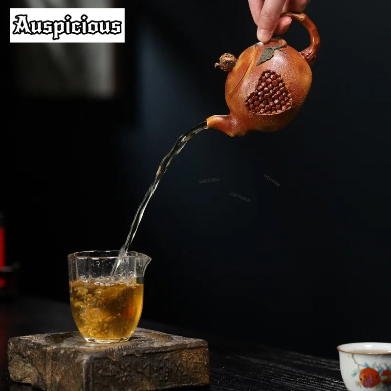 290ml Yixing Purple Clay Bioni Teapots Handmade Pomegranate Pot Raw Ore Section Mud Kettle With Infuser Chinese Zisha Tea Set
