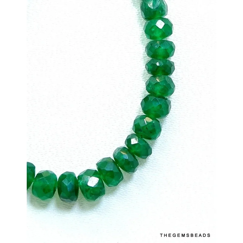 Faceted Emerald Rondelle Beads 4-5mm | 31 Dark Green Natural Gemstones