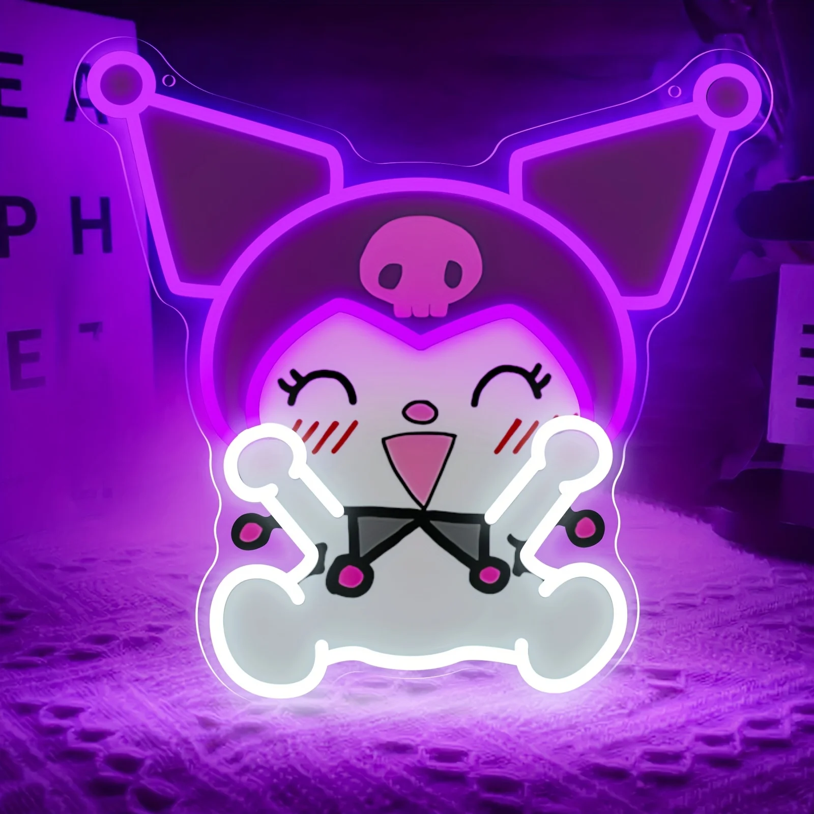 

Светодиодная неоновая вывеска Kuromi Sanrio, милая неоновая вывеска с регулируемой яркостью для детской игровой комнаты, магазина игрушек, кафе, спальни, игровой комнаты, декора, подарков на день рождения