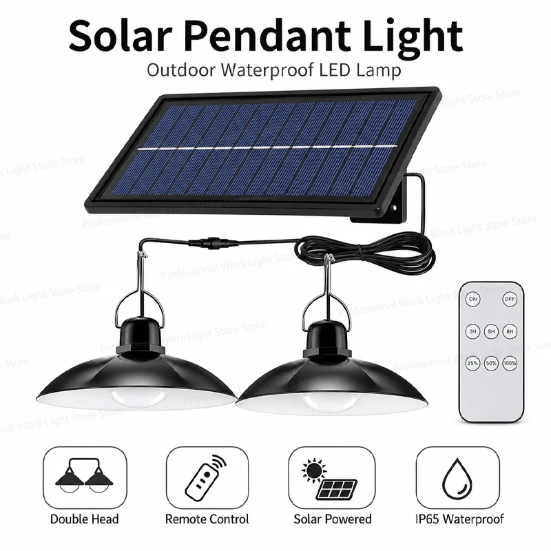 Solar Shed Light Indoor Outdoor, Dual Lamp  Daytime Available Pendant Light, Dusk to Dawn, 3 Lighting Modes Solar Lights Indoor