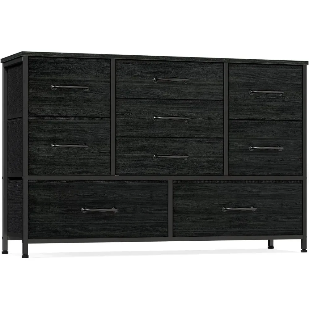 Wide Dresser With 9 Large Drawers for 55'' Long TV Stand Entertainment Center Vanity Desk Closet Wood Shelf Storage for Bedroom