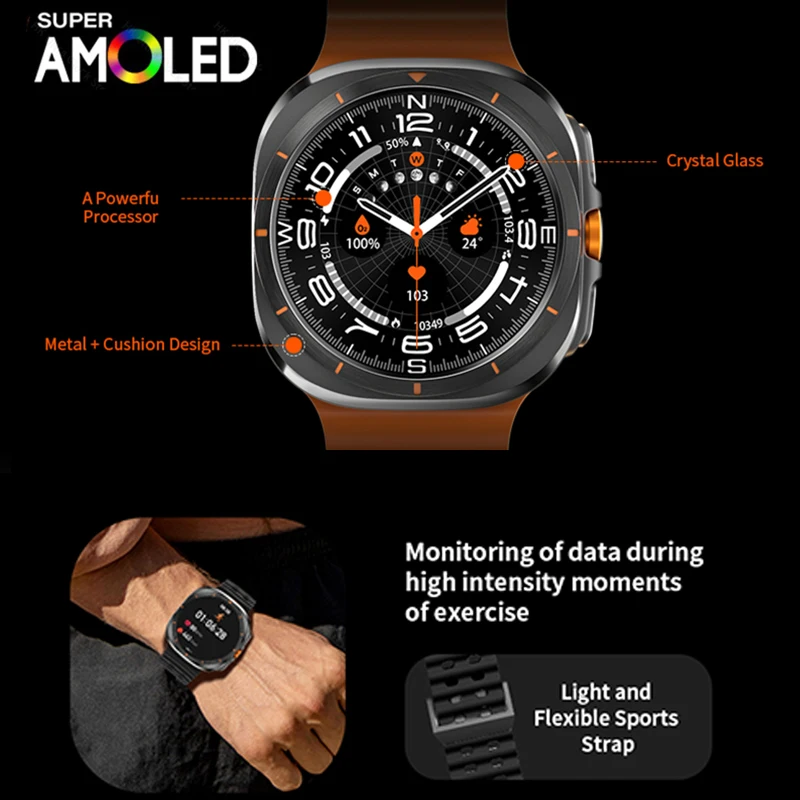 Smartwatch 2025 ساعة أصلية رسمية الترا 8 47 مللي متر HD AMOLED ChatGPT GPS NFC البوصلة بلوتوث دعوة IP68 مقاوم للماء ساعة الرجال