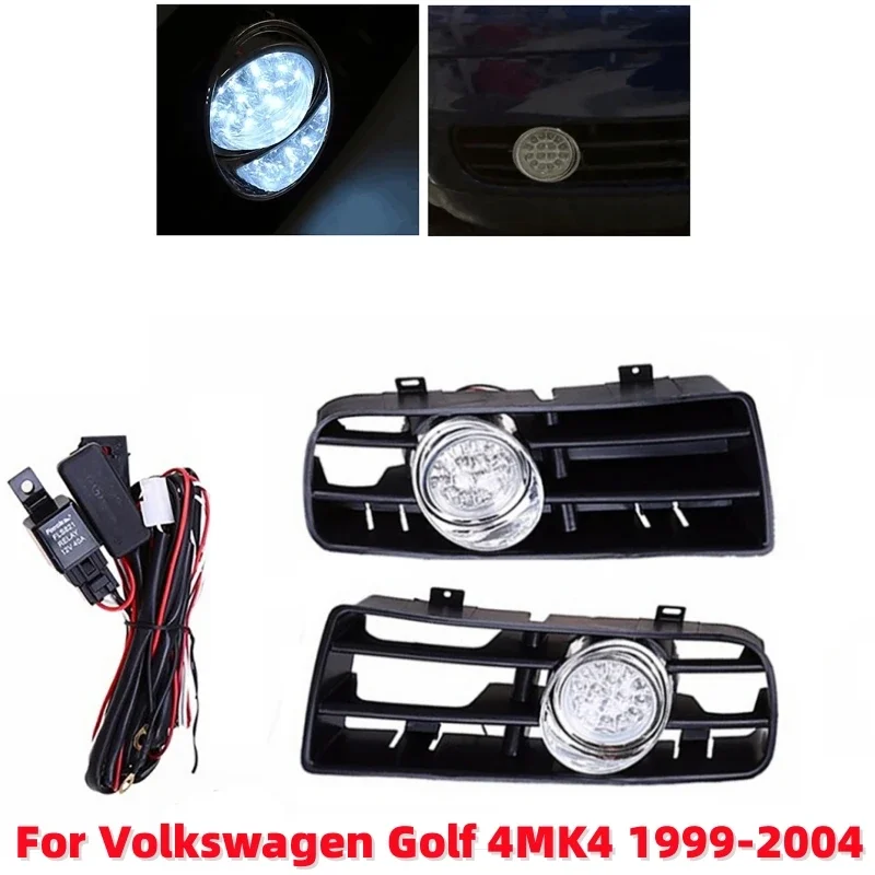 

2Pcs Car Headlights Led Fog Lights Modified Bumper Lamps With Wiring Harness For Volkswagen Golf 4MK4 1999-2004