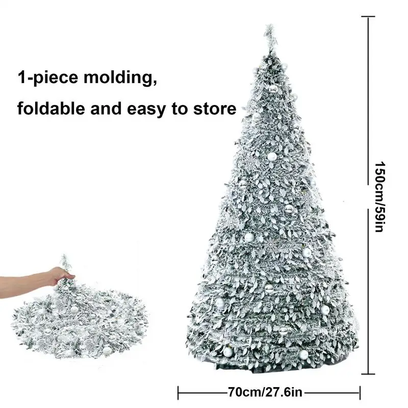 Foldable Christmas Tree Home Christmas Party 1.5m Telescopic Folding Christmas Tree Decor Reusable Artificial Christmas Tree