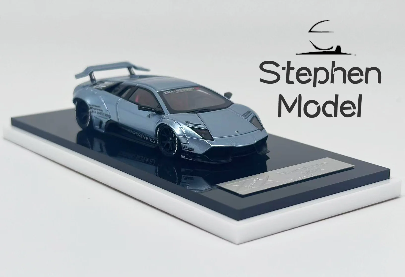 خطأ 404 1:64 Murcielago LP640 LBWK نموذج سيارة من الراتنج المحدود باللون الأزرق الجليدي المعدل #6