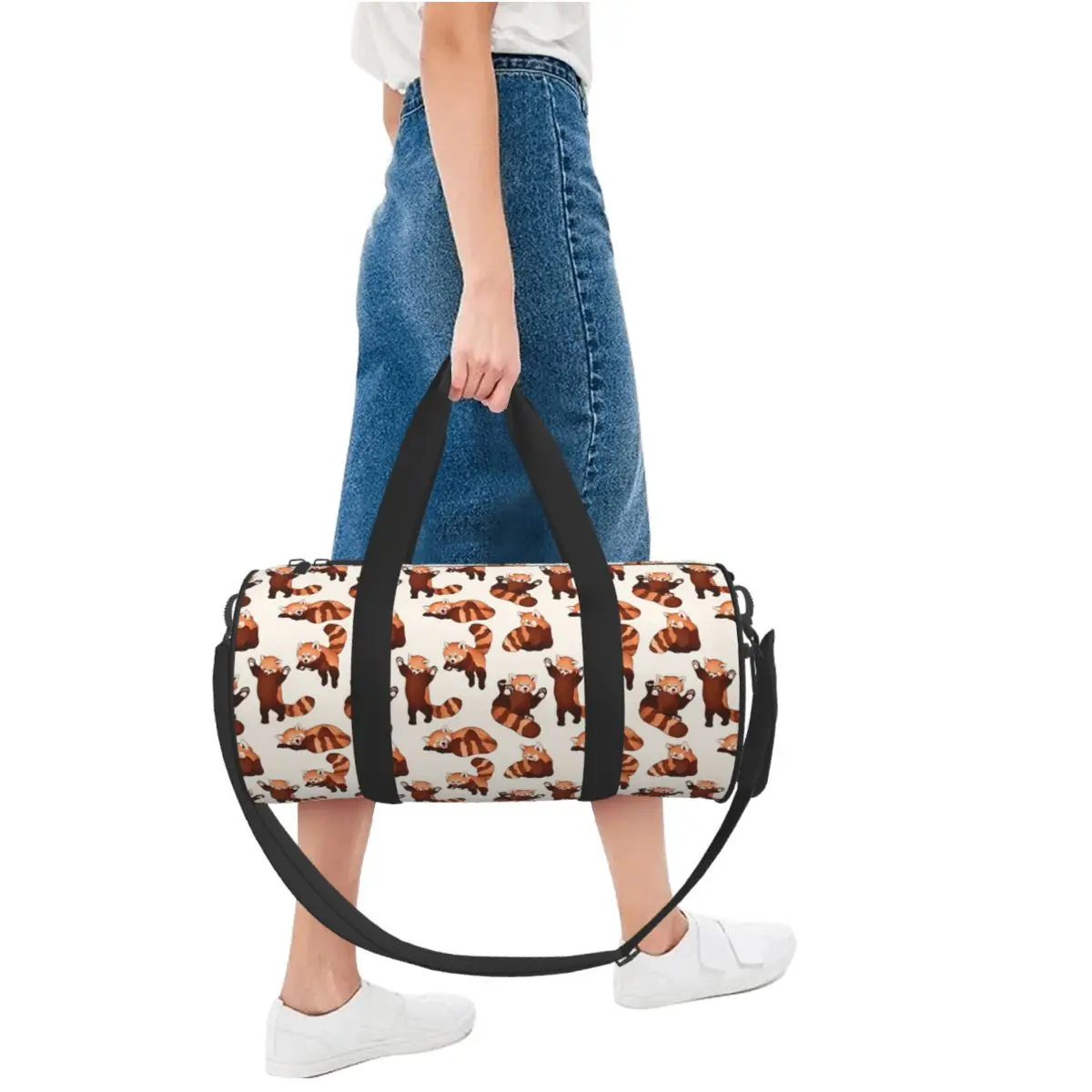 Red Panda Pattern Large Duffle Gym Bag Waterproof Duffle Travel Bags Handbags Fitness bag