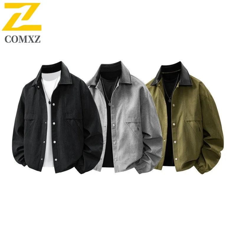 COMXZ Mens Business Jacket Turndown Collar Casual Working Versatile Coat Commuting Office Windproof Men Autumn Cleanfit Wear Top