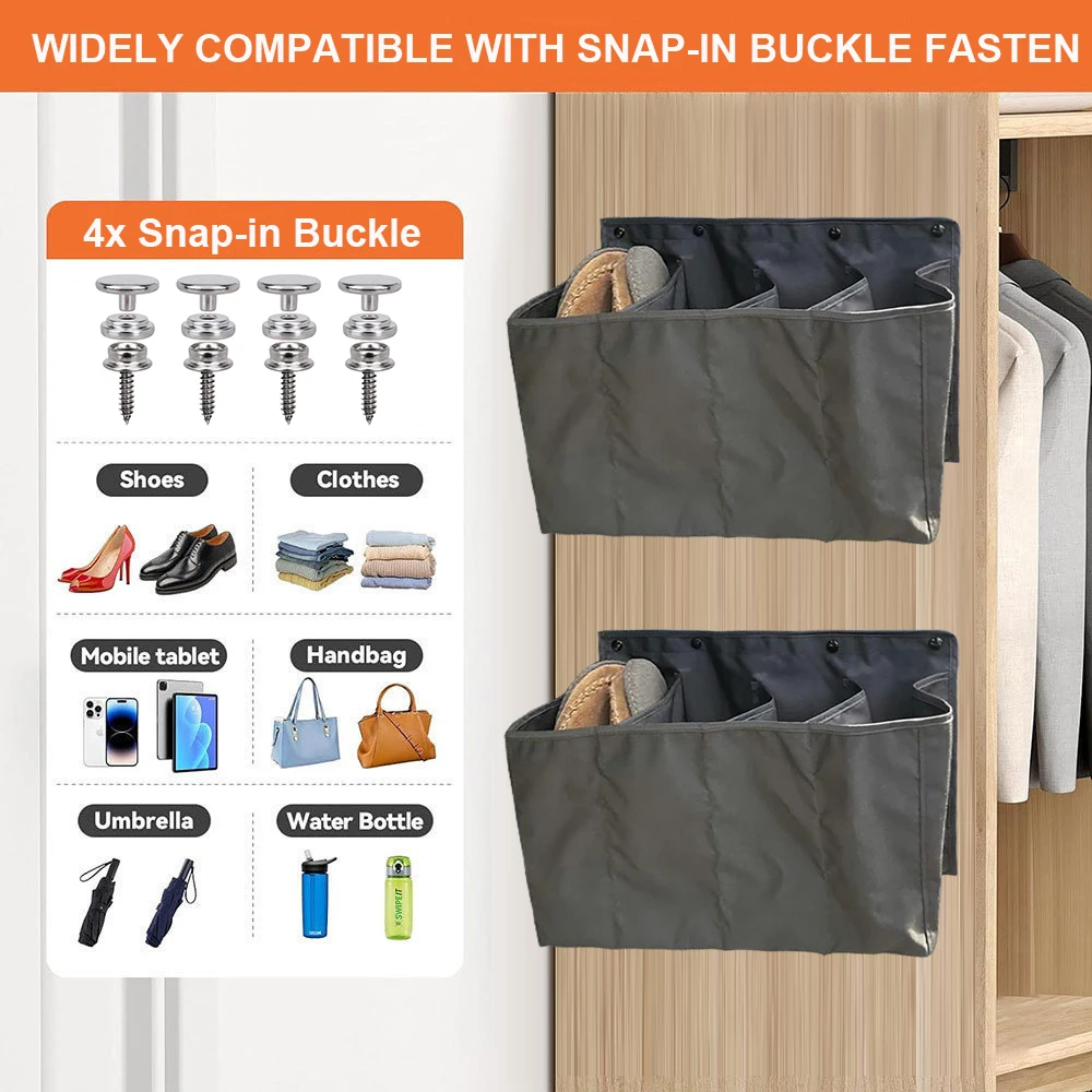 

10-Inch 4 Pockets Shoe Storage Bag Camping Vehicle Shoe Cabinet Quick Snap Fastening Device For Storage Car Interior Storage