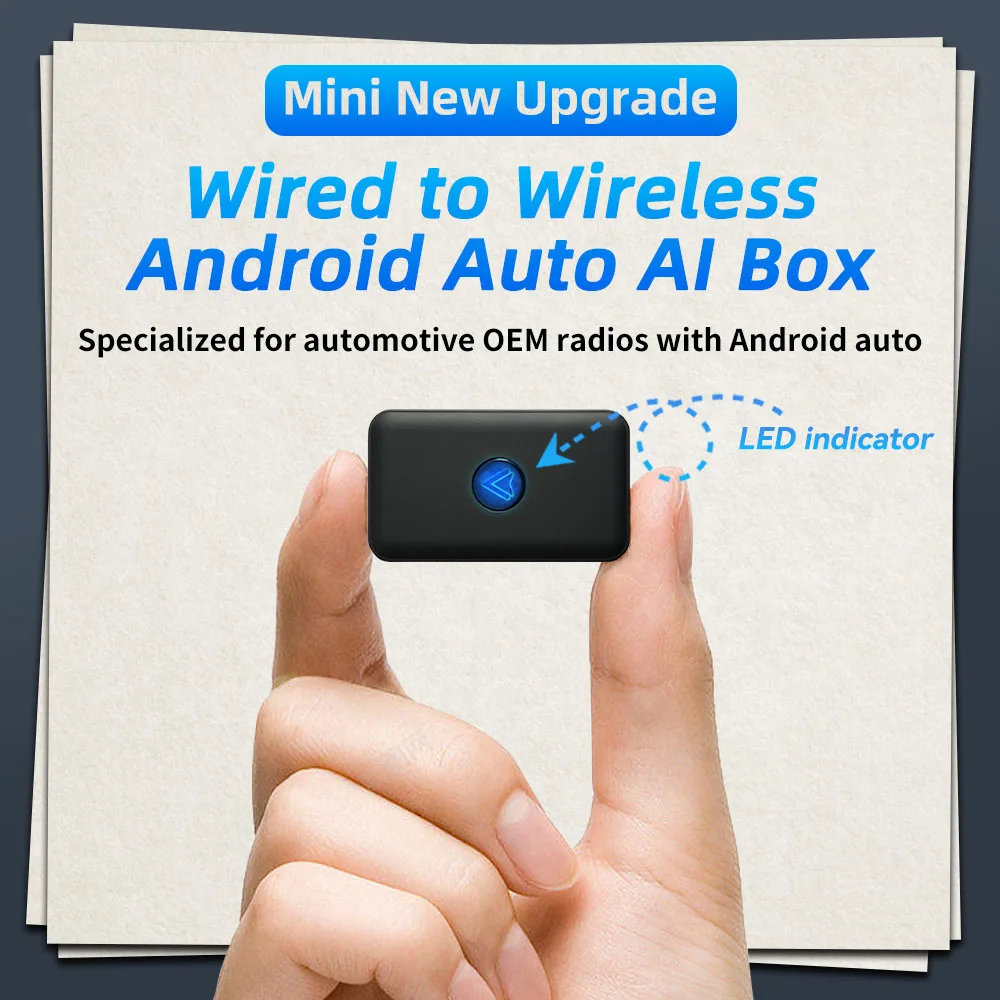 

Mini New Upgrade Wired to Wireless Android Auto AI box for Wired Android Auto Car Smart Ai Box Bluetooth WiFi Auto connect Map