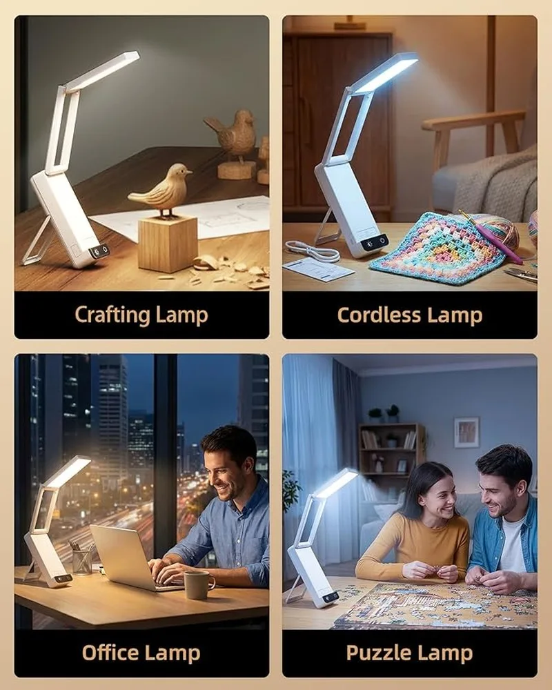 Rechargeable Desk Lamp With Clock Portable Lamp Delivers Eye Friendly Lighting Reading And Puzzle