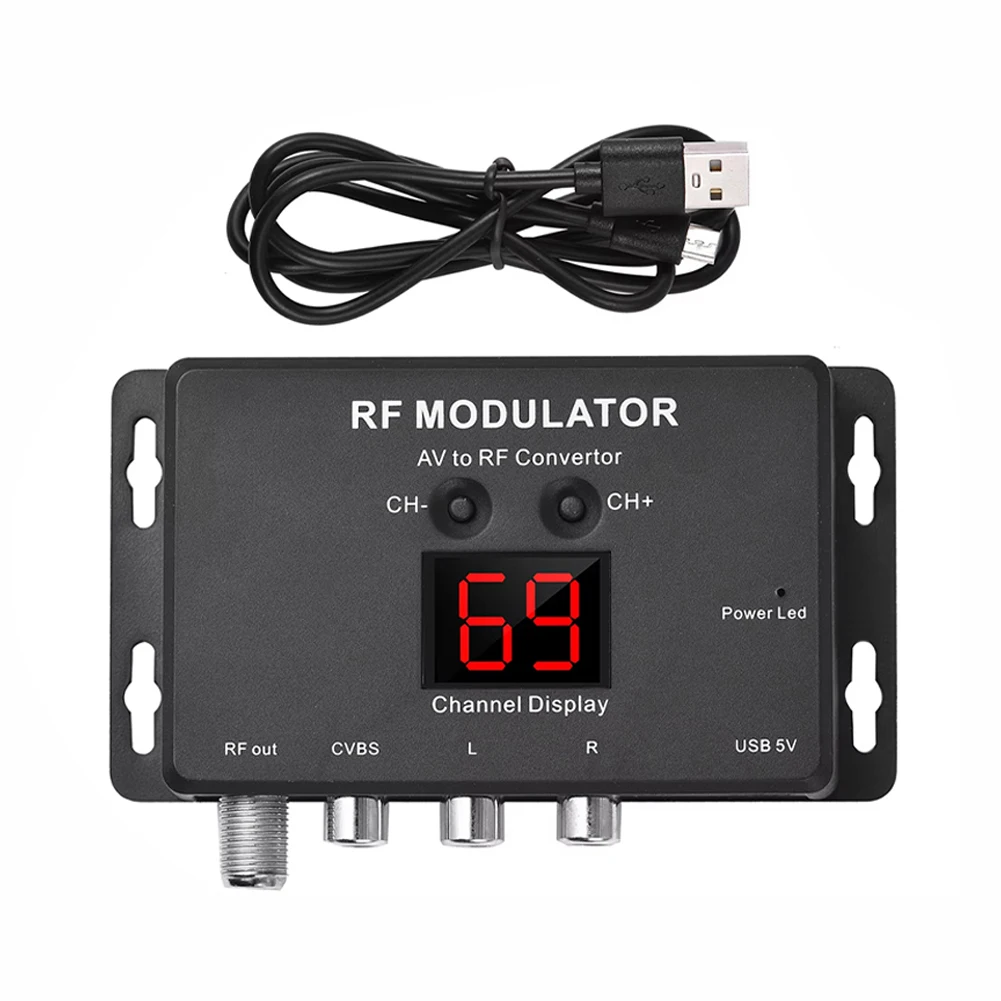 AV to RF Modulator M60 with Optional UHF Output Channel for PAL and NTSC Compatible with Various TV Audio Frequencies