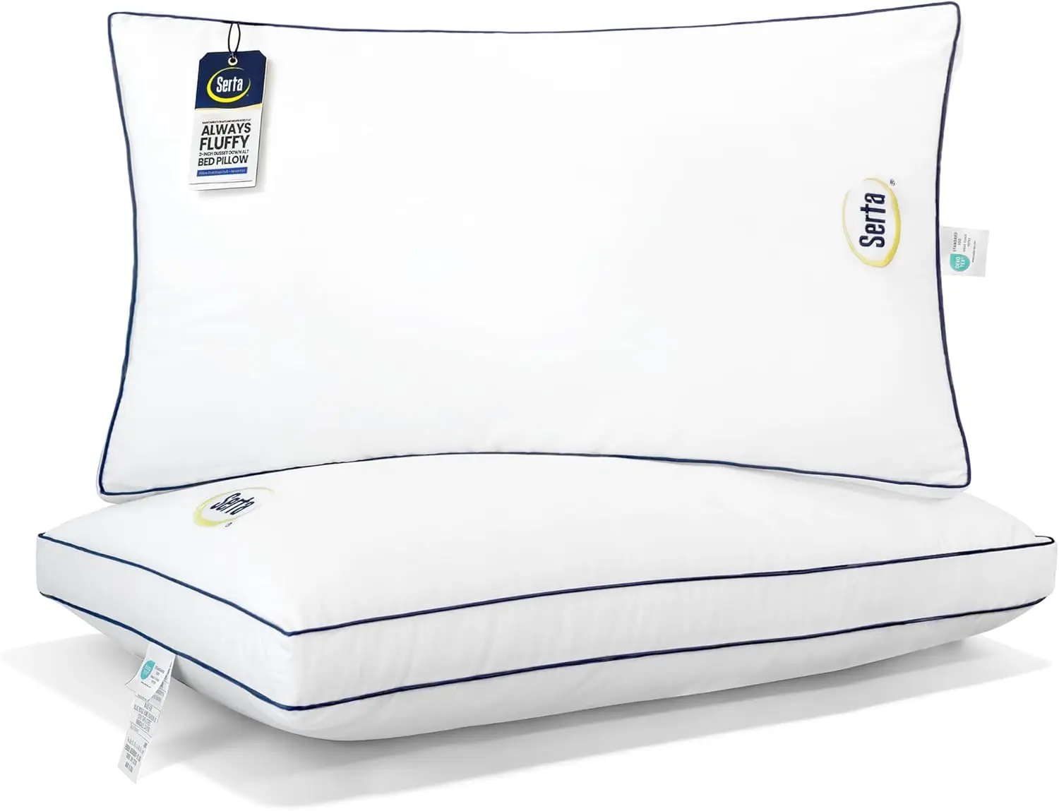 

Комплект из 2 подушек King Size средней жесткости с наполнителем из искусственного пуха, хлопковый чехол 400 нитей, для всех типов сна, белый