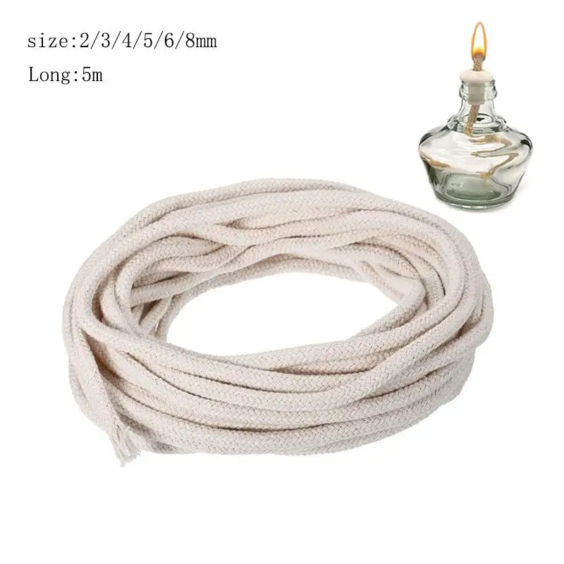 3/5/10M Alcohol Wick Rope Burner Cotton Wick Round Cotton Kerosene Oil Lamp Wicks 2/3/4/5/6/8MM