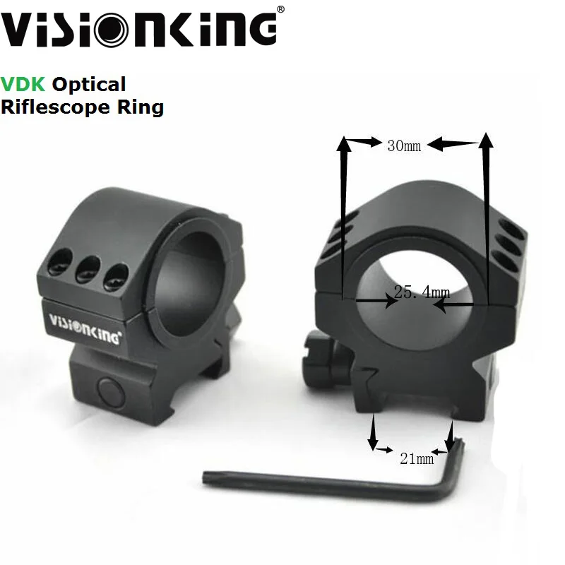 Visionking 21mm Rail Mount Ring For 25.4mm 30mm Tube RifleScope .223 .308 .50 Cal Hunting Scope Aluminum Shockproof Accessories