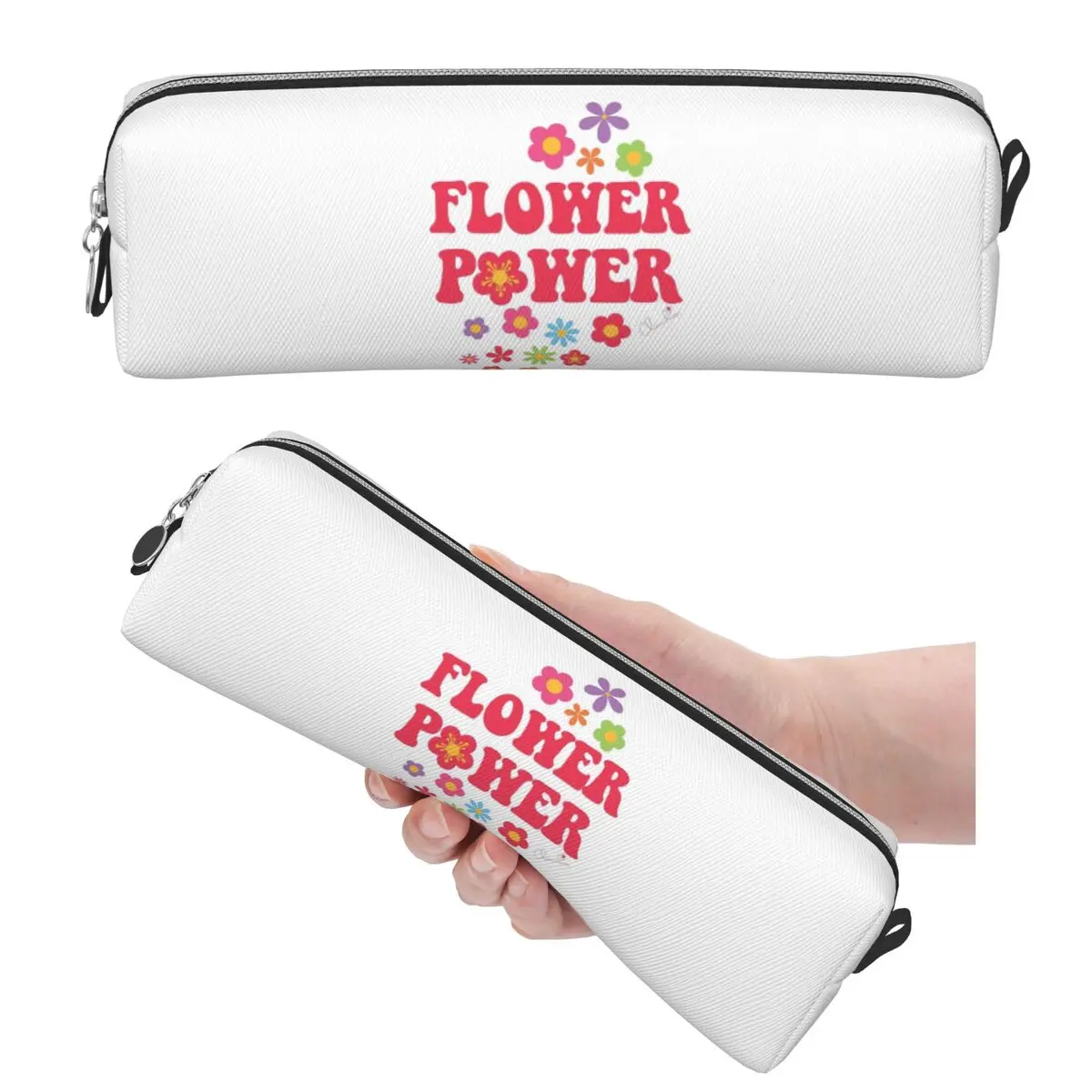 Colorful Flower Power Seamless Pattern Pencil Cases for Students Gifts Pen Box Pencil Bag Big Capacity Pencil Pouch Pen Holder