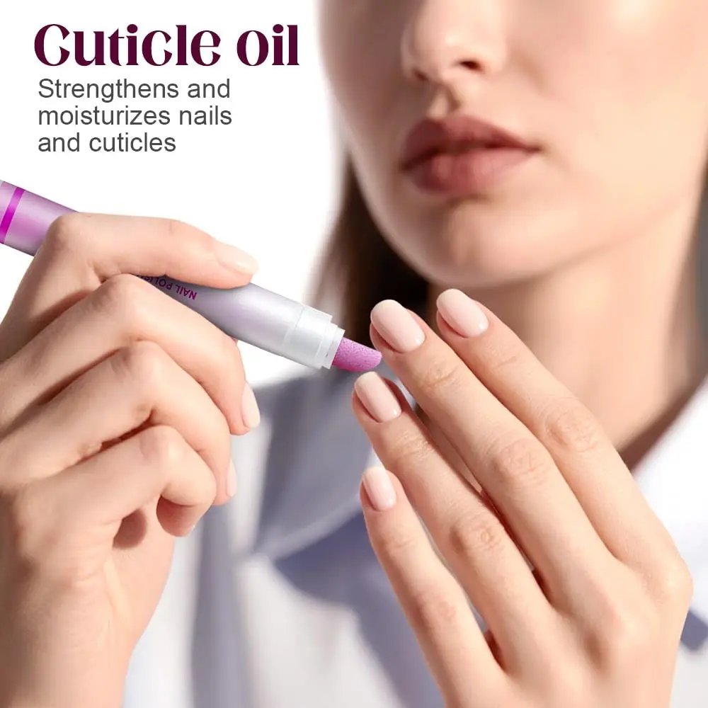 Nail Polish Essence Pen, Cuticle Remover Pen, Nail Buffer Pen With Cuticle Oil, 3-in-1 With Ceramic Tip For Hangnails, Dry Nails
