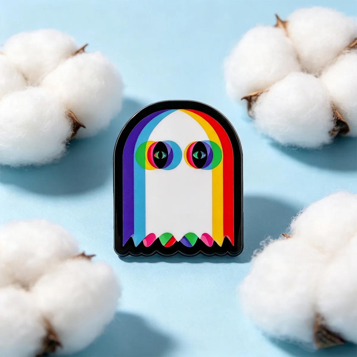 Cute Rainbow Ghost Enamel Pin Colorful Weird Eye Brooches Woman Men Backpack Accessories Bags Badge Fashion Lapel Jewelry Gifts
