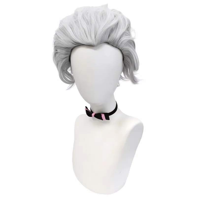 Silver Grey Short Layered Spiky Cosplay Wig Synthetic Fluffy Curly Full Wig Anime Halloween Party Costume Stylable Headwear