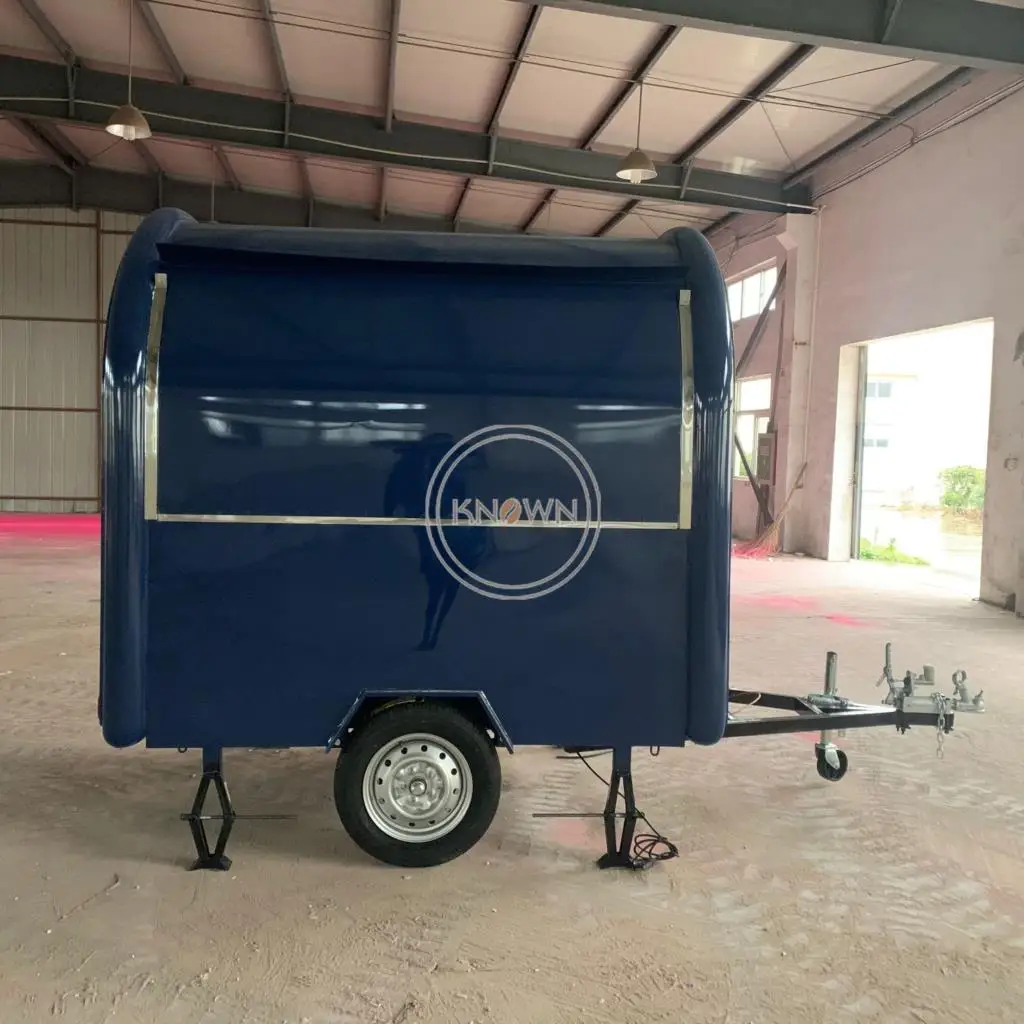 รถบรรทุกอาหารไฟฟ้าเคลื่อนที่เชิงพาณิชย์สำหรับขายฮอตดอกสแตนเลสรถเข็นอาหารถนน dicing Van พร้อมของว่างอาหารจานด่วน