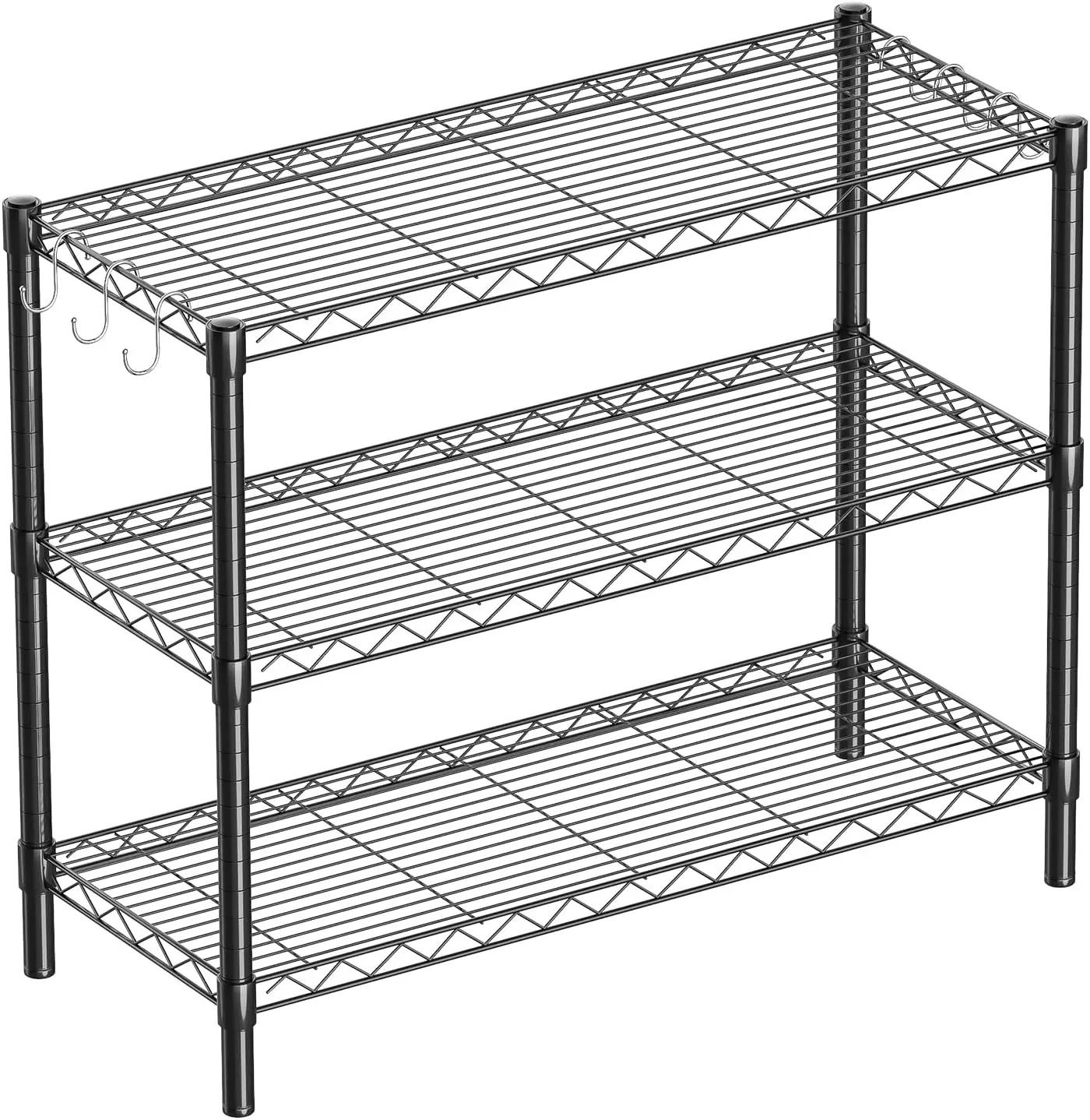 

3-Shelf Adjustable Metal Shelf Wire Shelving Unit Storage Rack Display Shelf for Office,Kitchen,Bedroom,Bathroom,Laundry,Pantry
