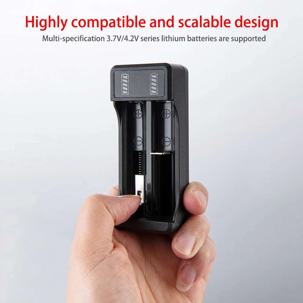 18650 Battery Charger 1/2 Slots Smart Safety Fast Charging 4.2V Rechargeable Lithium Battery Charger USB Charger for14500 18650