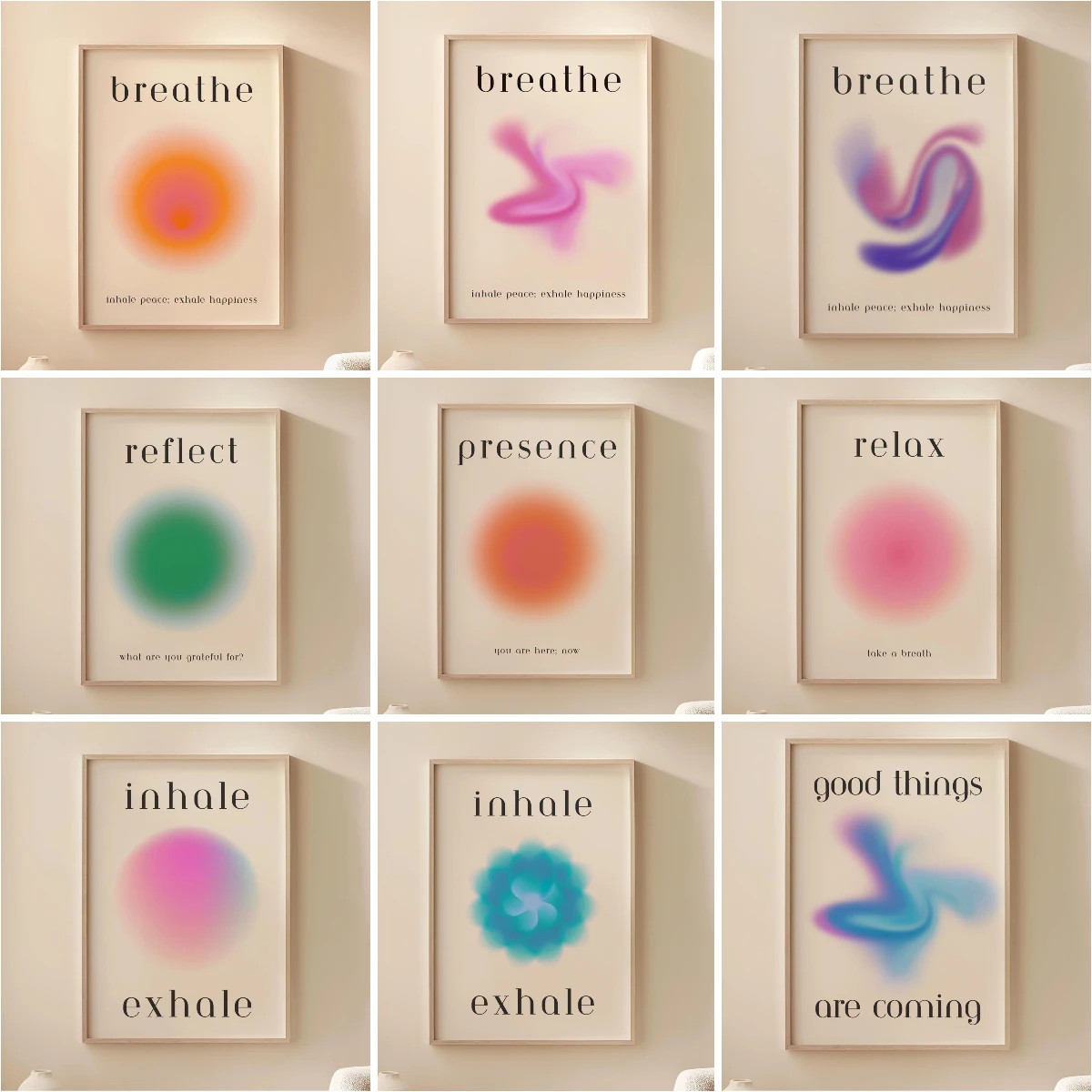 Simple Halo Gradient Poster, Positive Energy Spiritual Message Text Wall Poster Living Room Bedroom Decoration