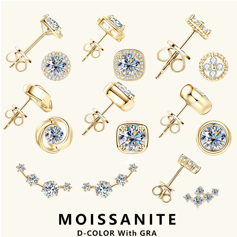 

Lnngy GRA Certified Moissanite Stud Earring For Women Original 925 Sterling Silver Irregular Piercing Earring 2025 Hot Jewelry