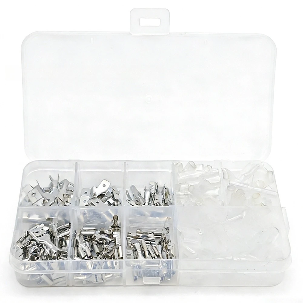180PCS Copper 2.8/4.8/6.3mm Cold Crimp Spade Terminals Kit, Male Female Quick Disconnect Wire Connectors with Insulating Sheath