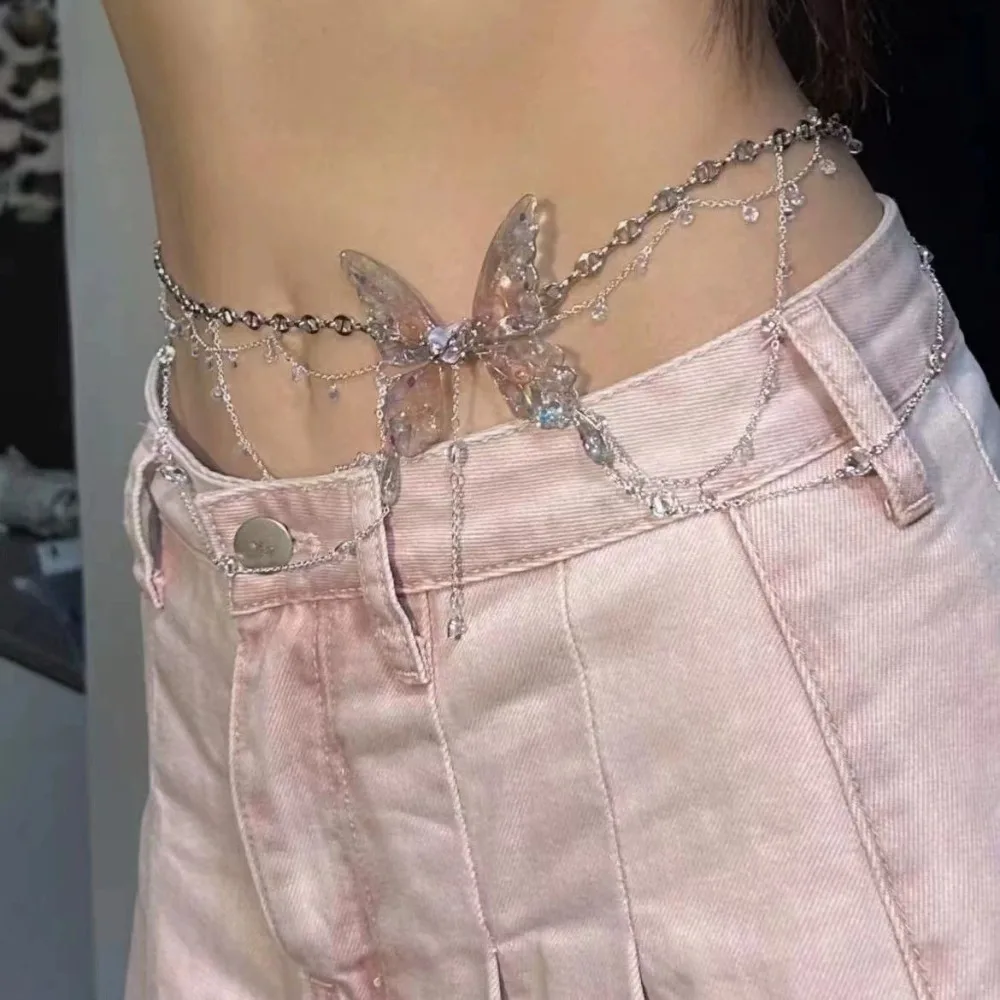 Waist Chains Butterfly Elegant Belly Chain Fashion Advanced Waist Accessory Versatile Hip Chain for Women