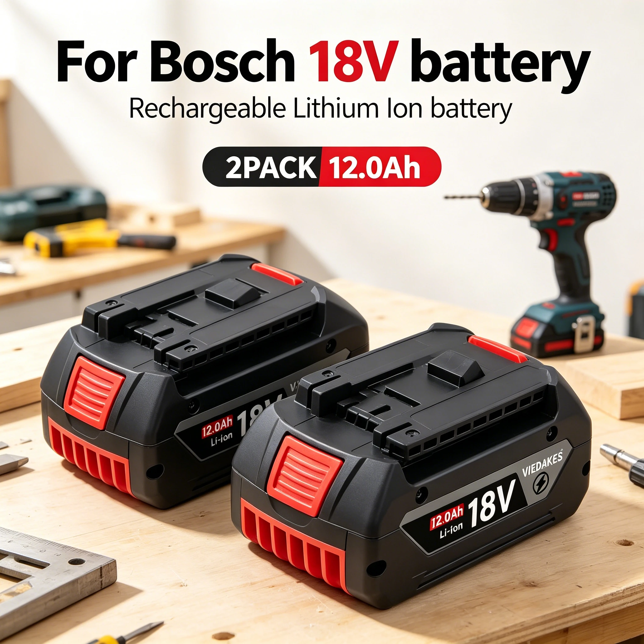 

18V 12.0Ah Li-ion Rechargeable Battery For Bosch 18V Battery BAT609 BAT618 BAT622 Cordless Power Tool Replacement