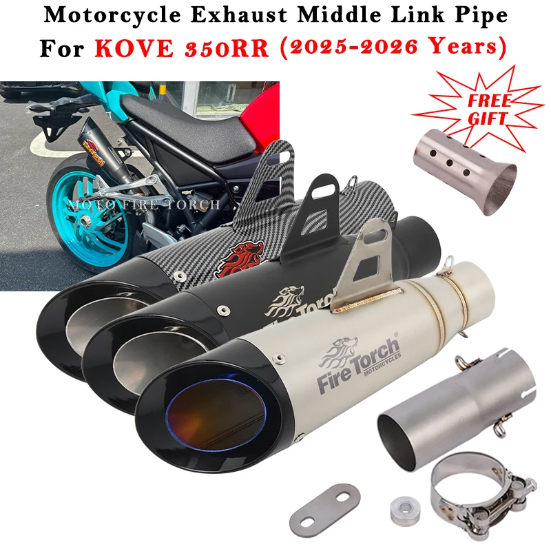 

Motorcycle Exhaust Escape System Modified Muffler With Middle Link Pipe Slip On For KOVE 350RR 350 RR 2025 2026