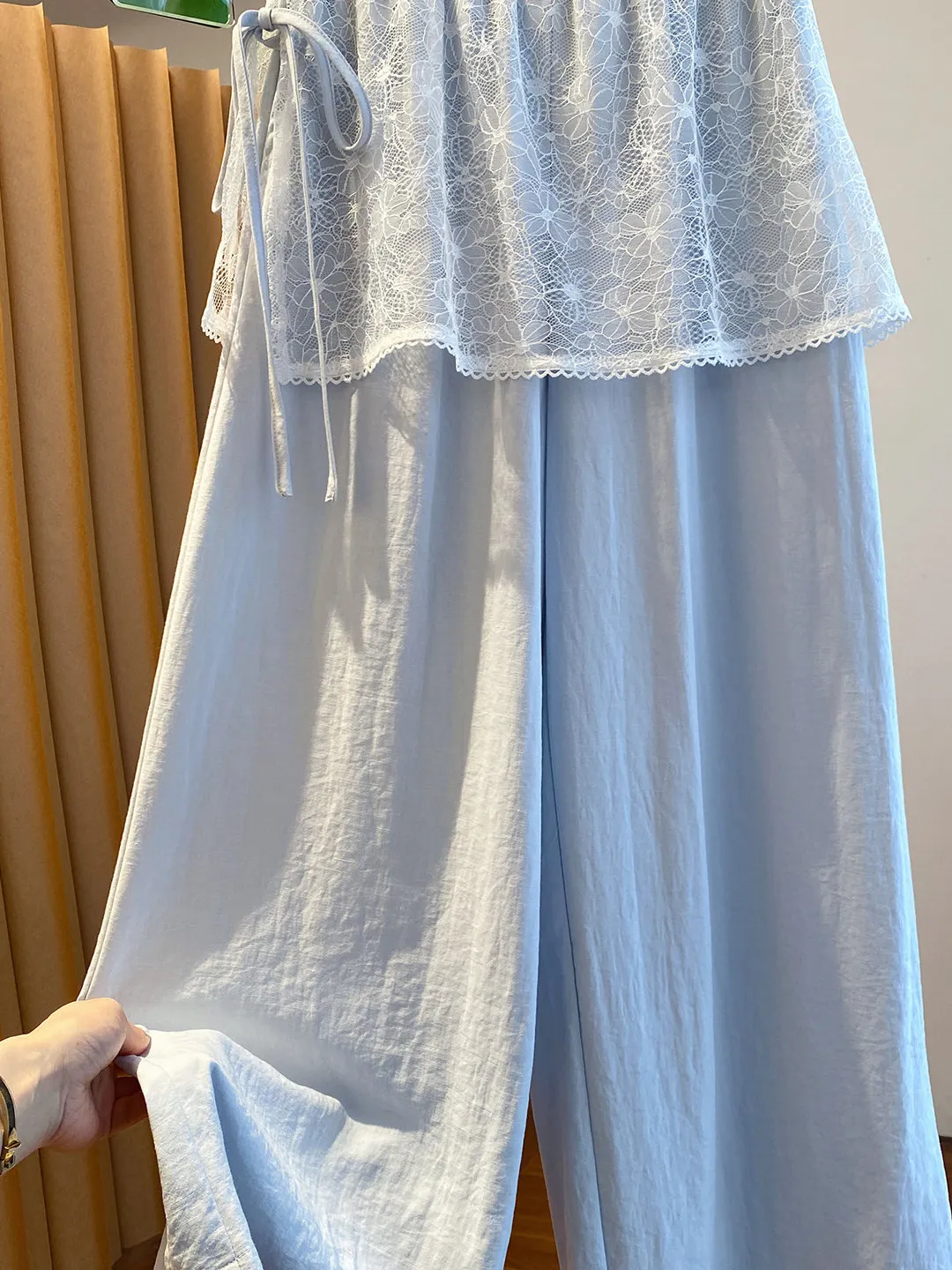 

Korean Style Lace Wide Leg Pants Women's Casual High Waist Straight Leg Loose Slimming Versatile Summer Autumn Fashion