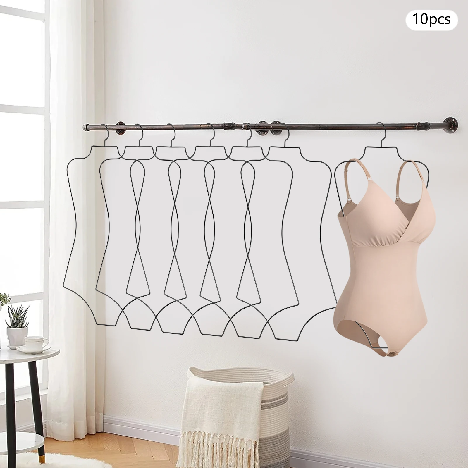 Hourglass-shaped Swimsuit Display Hangers, 10PCS Body Shape Hangers, Swimsuit Hangers Classic Black for Hanging, Displaying