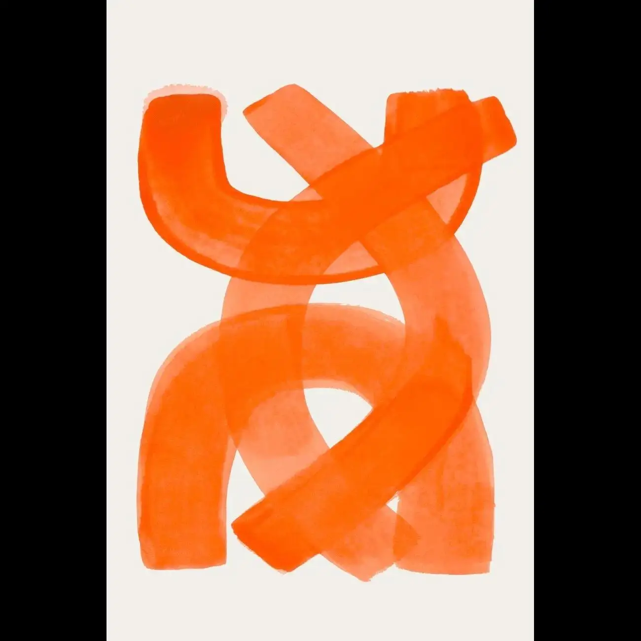 Minimalist Mid Century Watercolor Brush Strokes Poster Abstract Orange Canvas Print Painting Wall Art Picture Living Room Decor