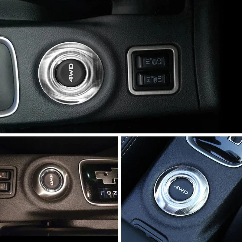 Stainless Steel 4WD Button Decoration Sticker For Mitsubishi Outlander 2013 2014 2015 Car Decal Accessories
