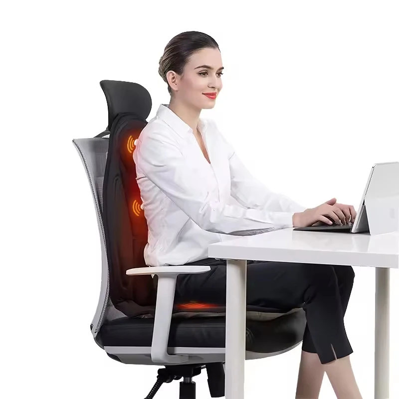 Vibration Back Massager with Heat Seat Massager with 5 Vibrating Motors & 5 Modes Massage Cushion