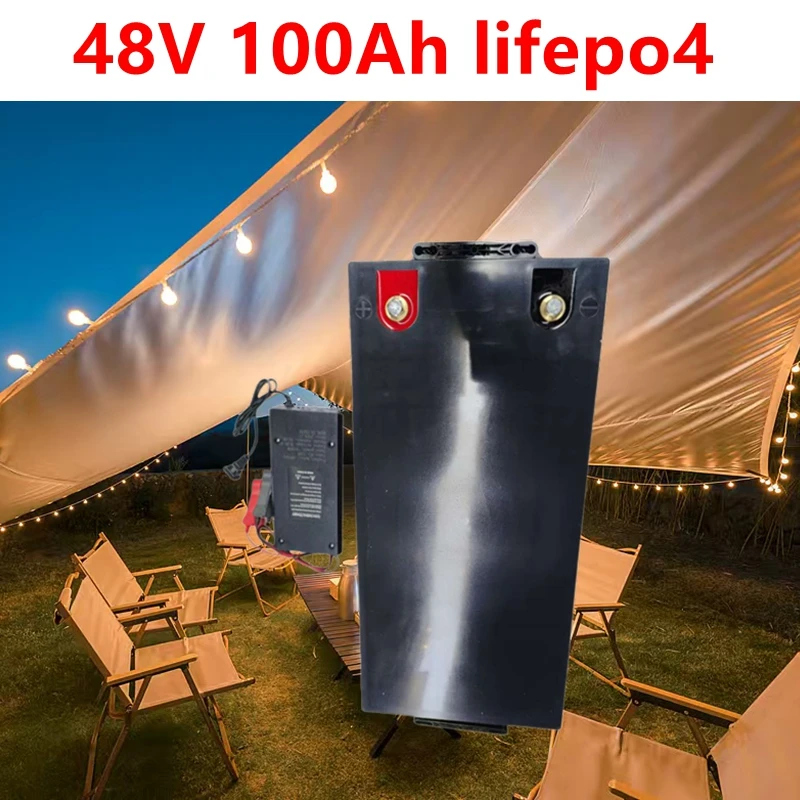 

JJ lithium 48v 100AH lifepo4 battery with BMS for tricycle golf cart inverter Solar energy storage scooter + 10A charger
