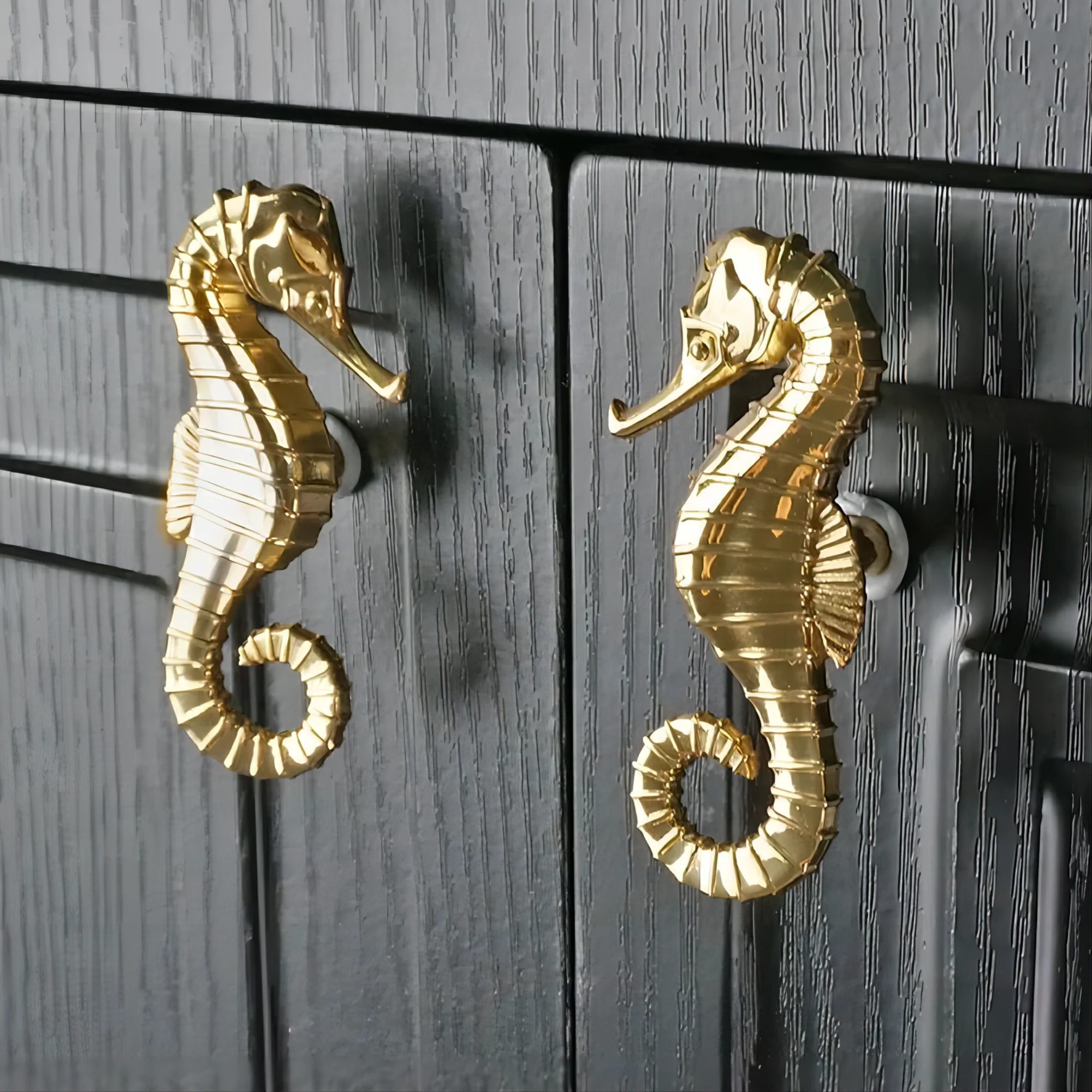 Brass Animals Handles for Cabinets and Drawers Gold Seahorse Wardrobe Pulls for Kids Home Decor Drawer Knobs Furniture Hardware