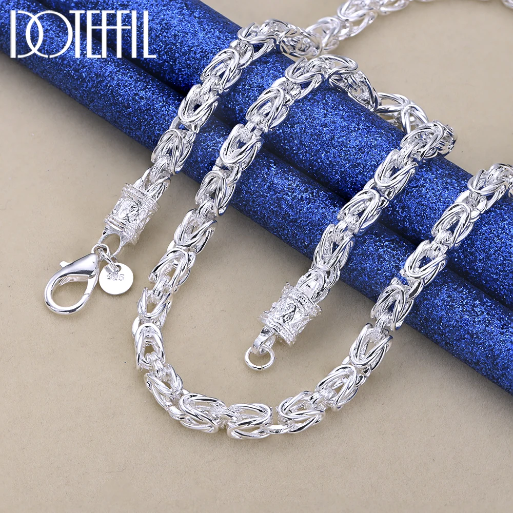 DOTEFFIL 925 Sterling Silver 20 Inch 5mm Faucet Chain Necklace For Women Man Fashion Wedding Engagement Party Charm Jewelry