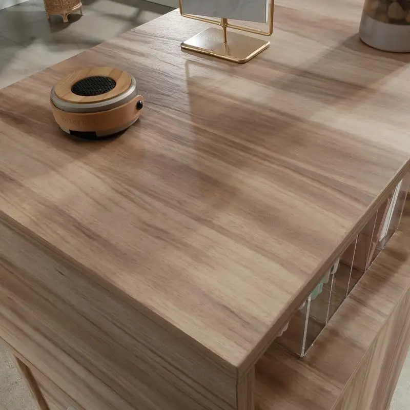 Acacia Wood File Tower Storage Unit, Multi-Shelf Organization Solution