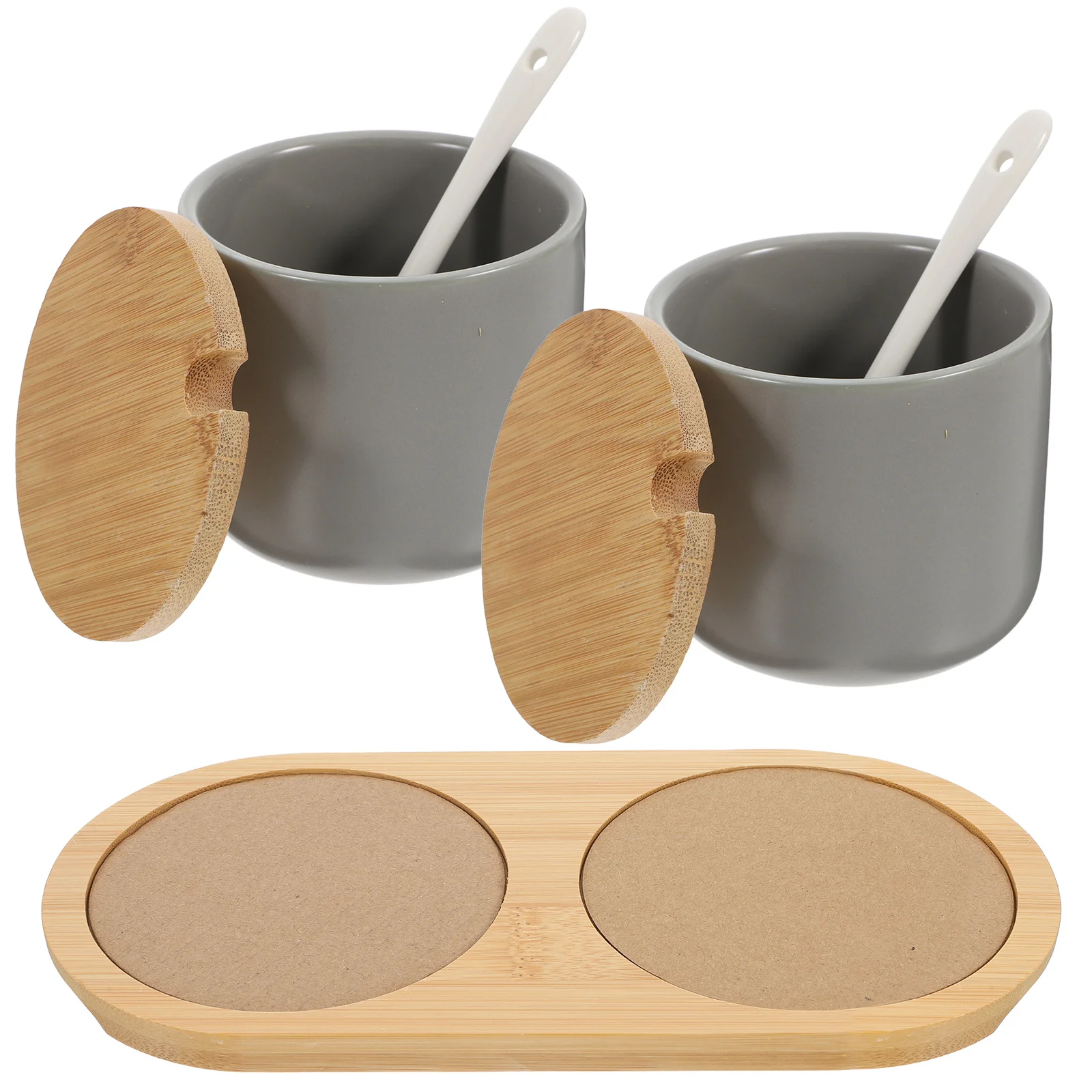 

1 Set Of Ceramic Spice Containers Japanese Style Condiment Jars With Scoop For Kitchen Home Hotel Coffee Shop Salt Sugar Storage