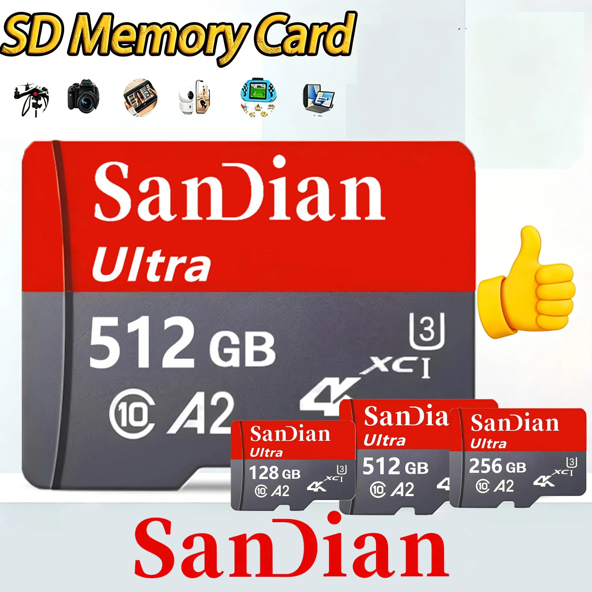Bold Memory Card 128GB 32GB 512GB 64GB SD Cards TF Cards Micro TF SD Card Waterproof 8K C10 for Drone/Dash Cam/Phone/Speaker