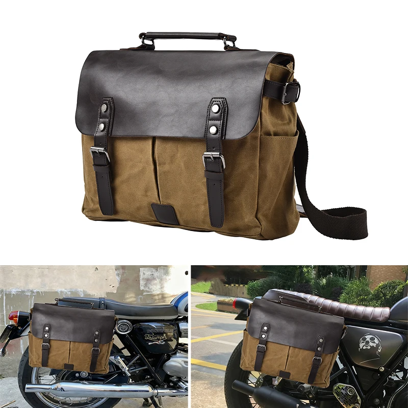 الرجال خمر تصميم حقيبة ساعي مقاوم للماء مشمع قماش كريزي هورس حقيبة كتف جلدية لهوندا CRF 125 250 CR XR