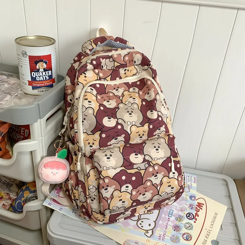 Cartoon printing Backpack For Girls and Women Large Capacity Waterproof Multi-pockets Schoolbag College Student Laptop Bag ita