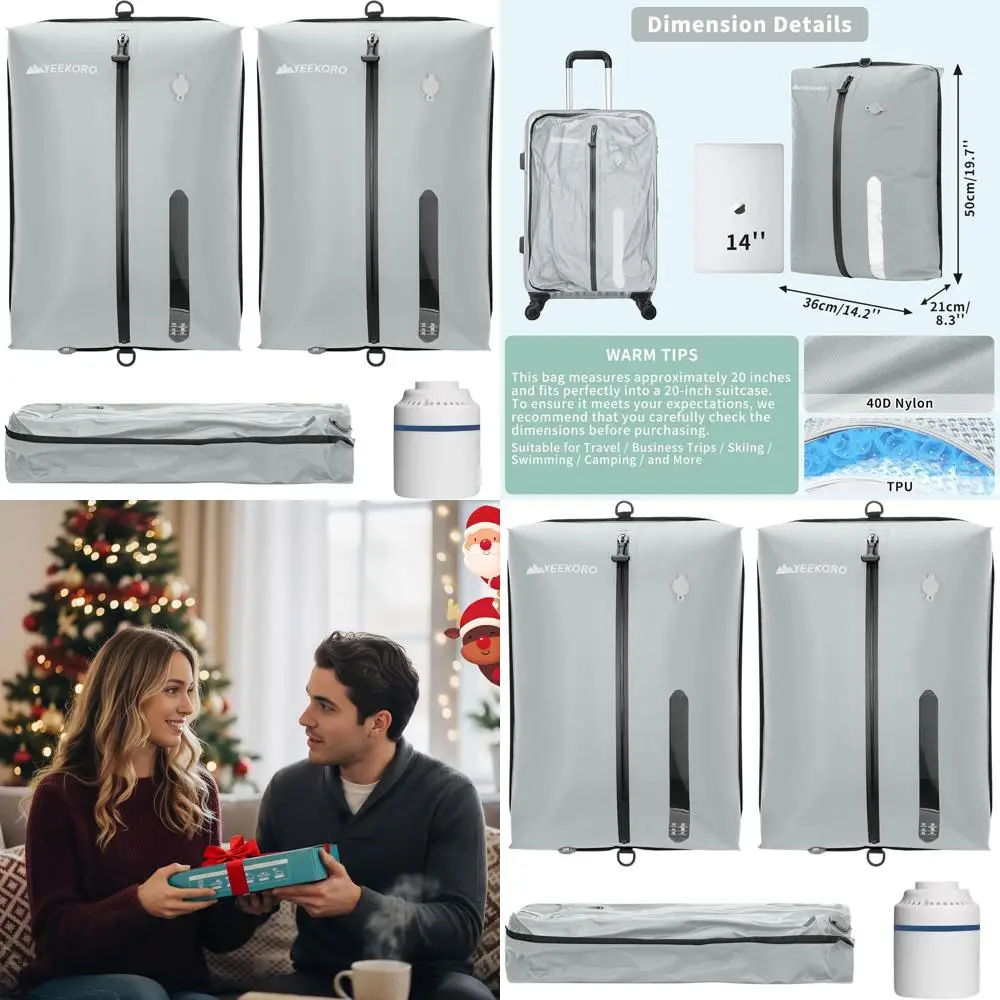 

Travel-Friendly Waterproof Vacuum Compression Bags, Space-Saving Suitcase Organizers with Pump (2 Pack)